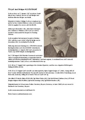 A preview of a PDF biography for Bridger, Cyril Jack